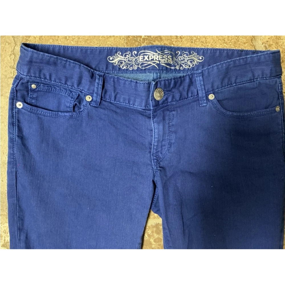 Express Zelda Women's Vibrant Blue Jean Leggings - Picture 4 of 7